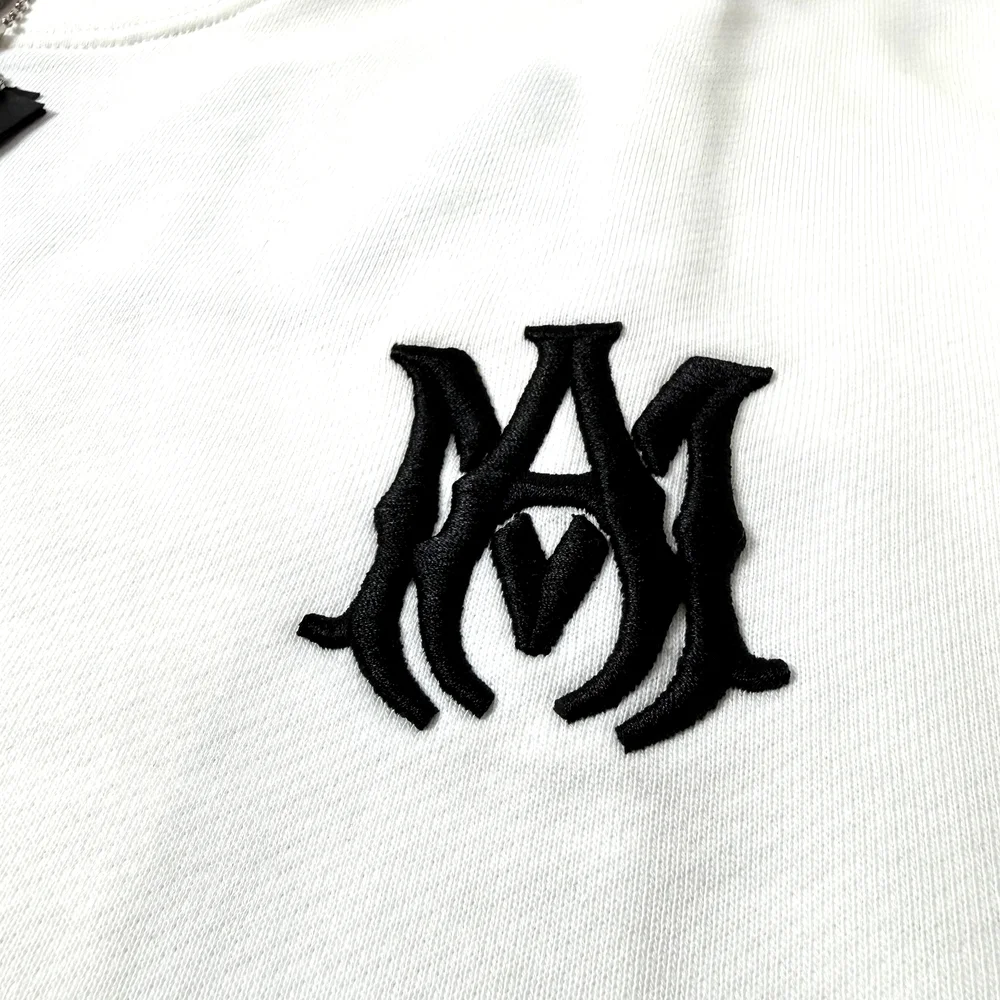AMIRI White Crewneck Sweater with Black Logo - Picture 2 of 5
